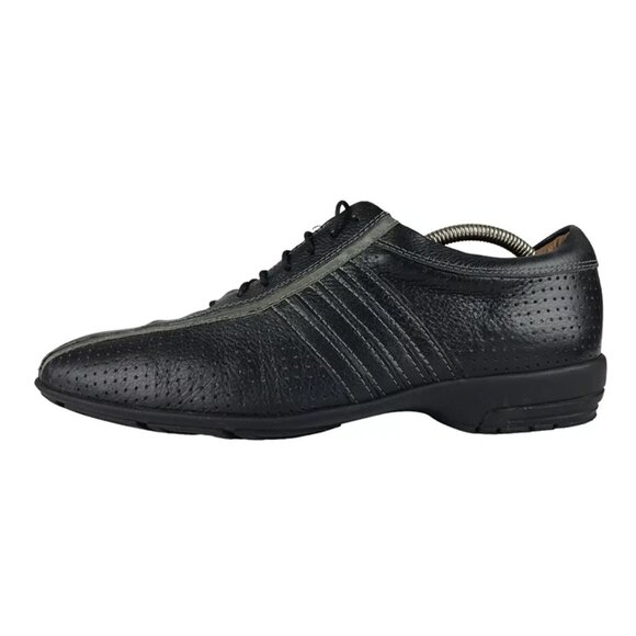 Push Footwear Mens‎ Black Leather Lace Up Low Top Sneaker Shoes Size US 10.5D - Picture 2 of 9